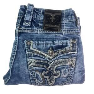 Mens Rock Revival  "Lampson" Slim Boot  Blue Jeans Size 32X29